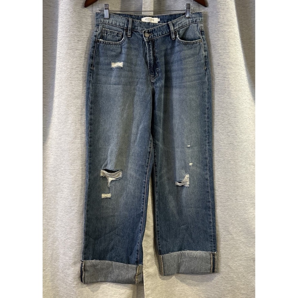 Hidden Jeans Ultra High Rise Dad Jean Light Wash Cuffed Size‎ 27 NWT
